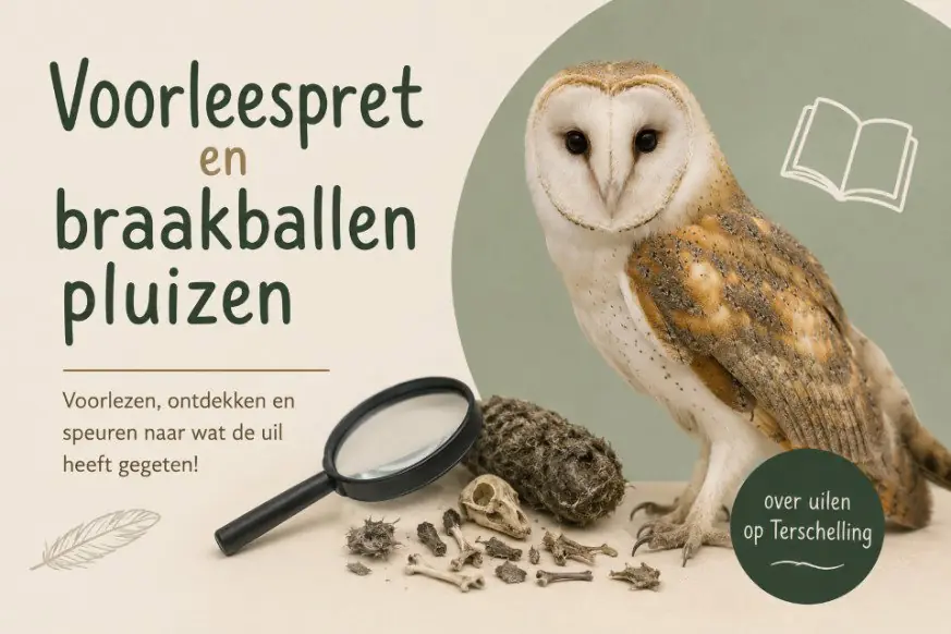 Vorlesezeit und Eulenpellets erforschen — Bibliotheek Terschelling, Midsland