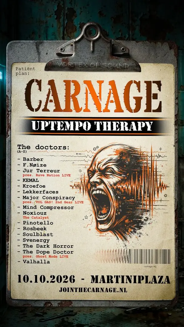 Carnage · Uptempo Therapy — Martiniplaza, Groningen