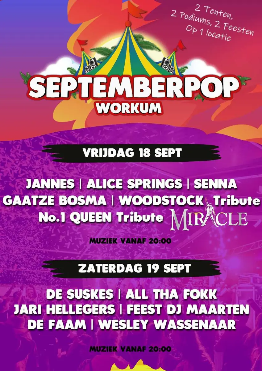 Septemberpop — Evenemententerrein Stedspolle, Workum