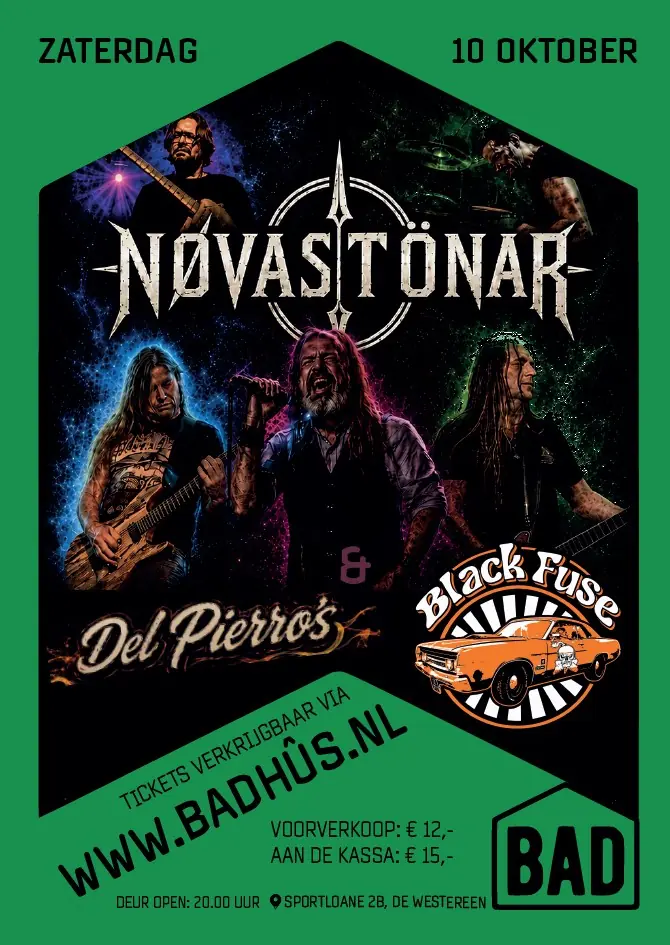 Bandpräsentation: NØVASTÖNAR mit DEL PIERROS und BLACK FUSE — Badhûs, De Westereen