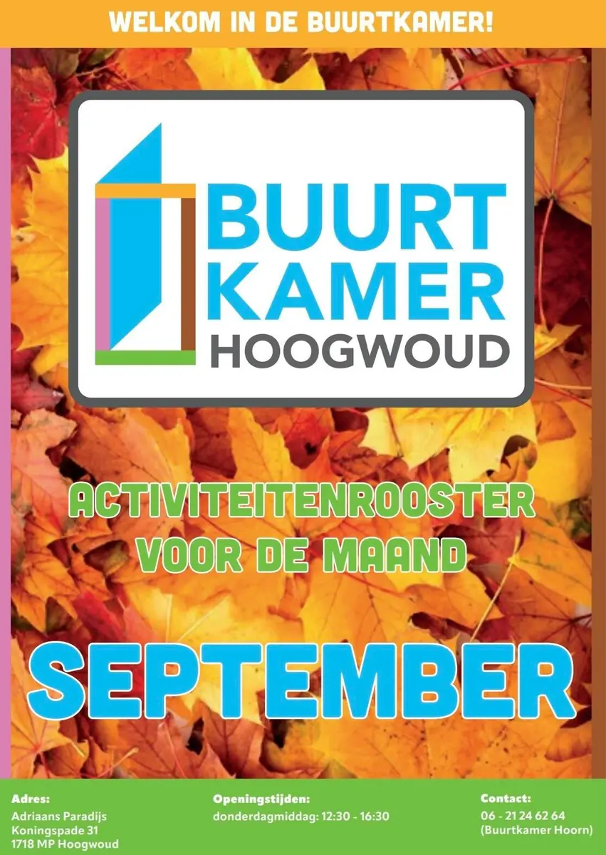 Aktivitätsplan Buurtkamer Hoogwoud September — Buurtkamer Hoogwoud, Hoogwoud