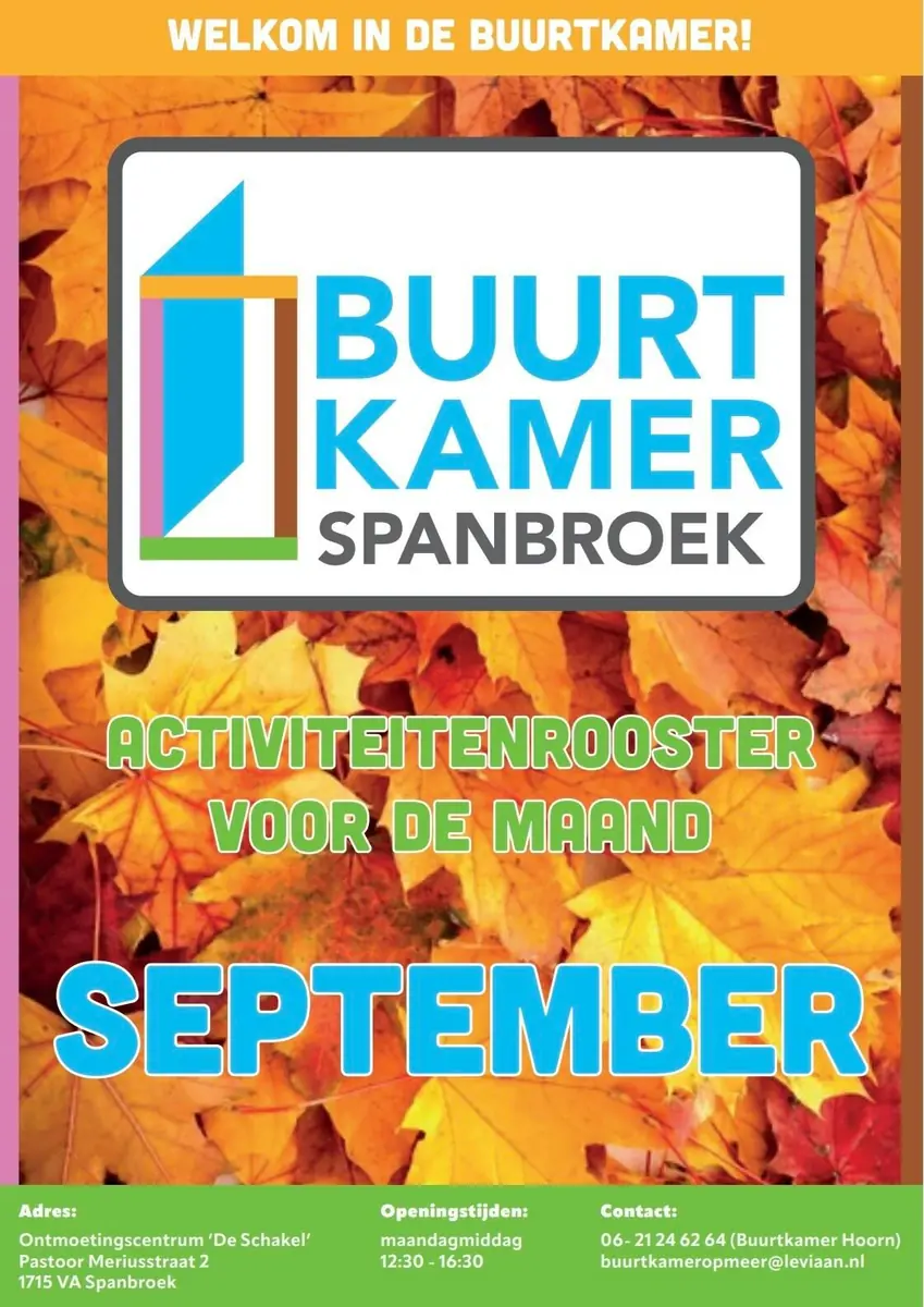 Activiteitenrooster Buurtkamer Spanbroek september — Buurtkamer Spanbroek, Spanbroek