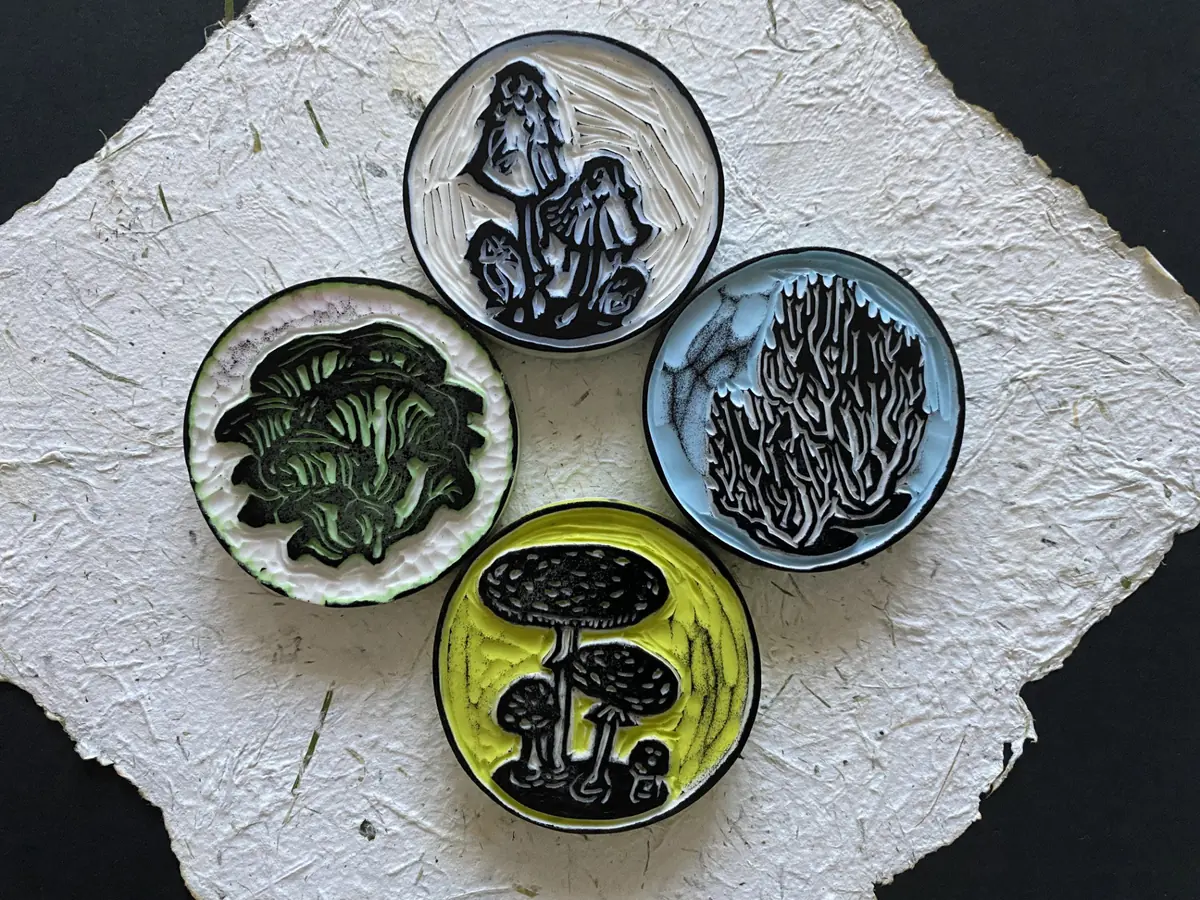 Making stamps with linoleum — Bergen, Bibliotheek, Alkmaar