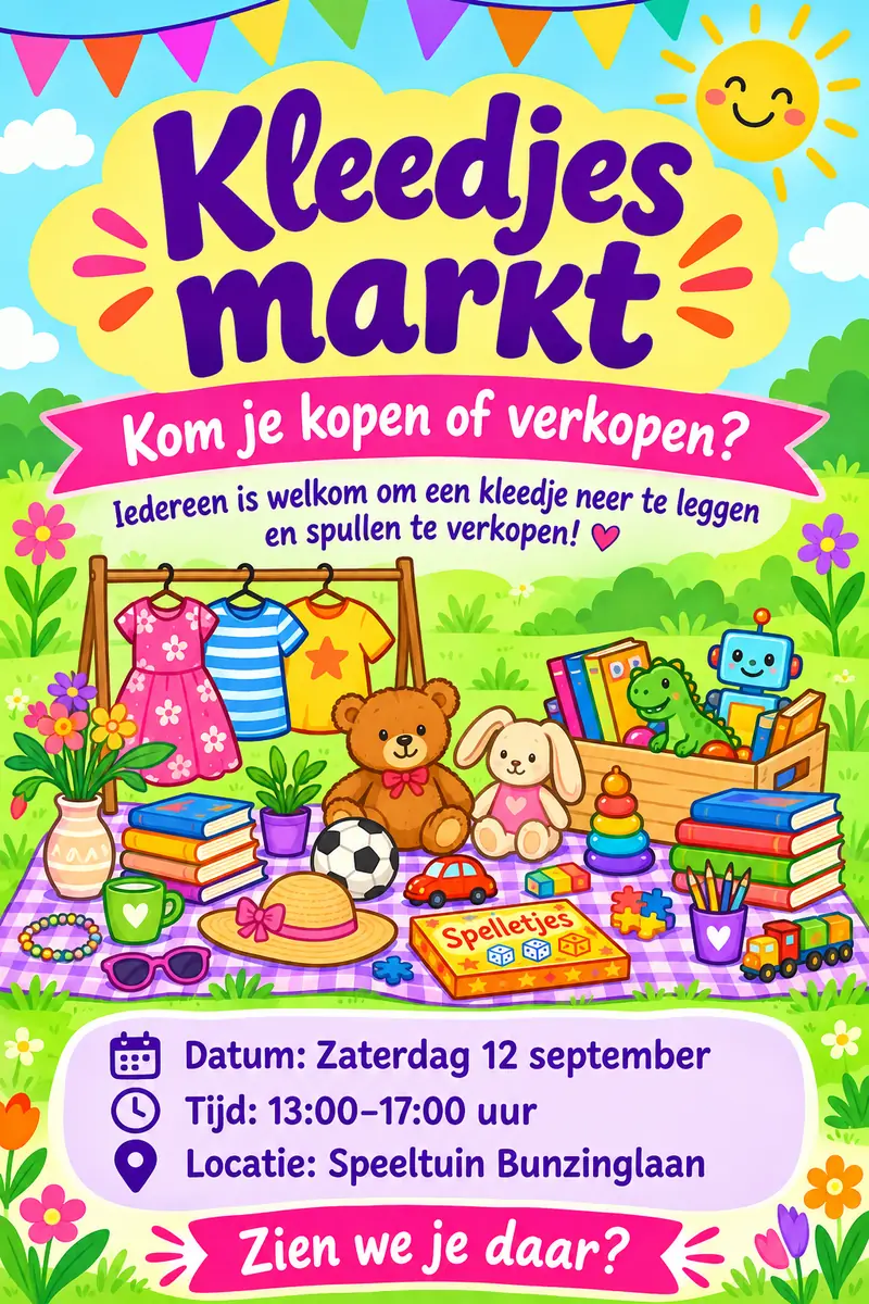 Kleedjesmarkt Bunzinglaan β Bunzinglaan, Veenendaal