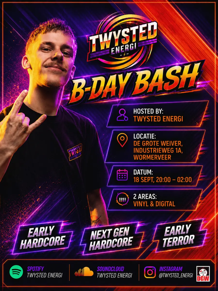 Twysted Energi Bday Bash — De Groote Weiver, Wormerveer