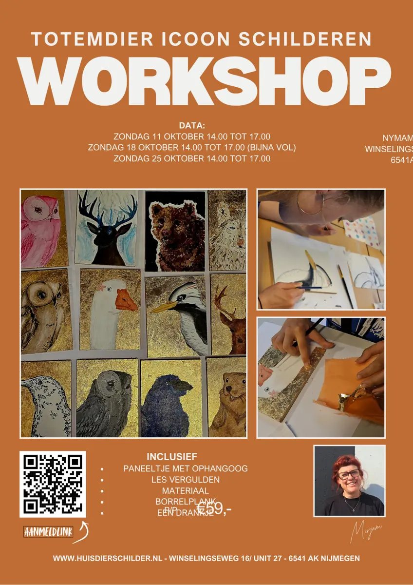 Workshop: Totemtiere mit Blattgold malen — NYMA, Nimwegen