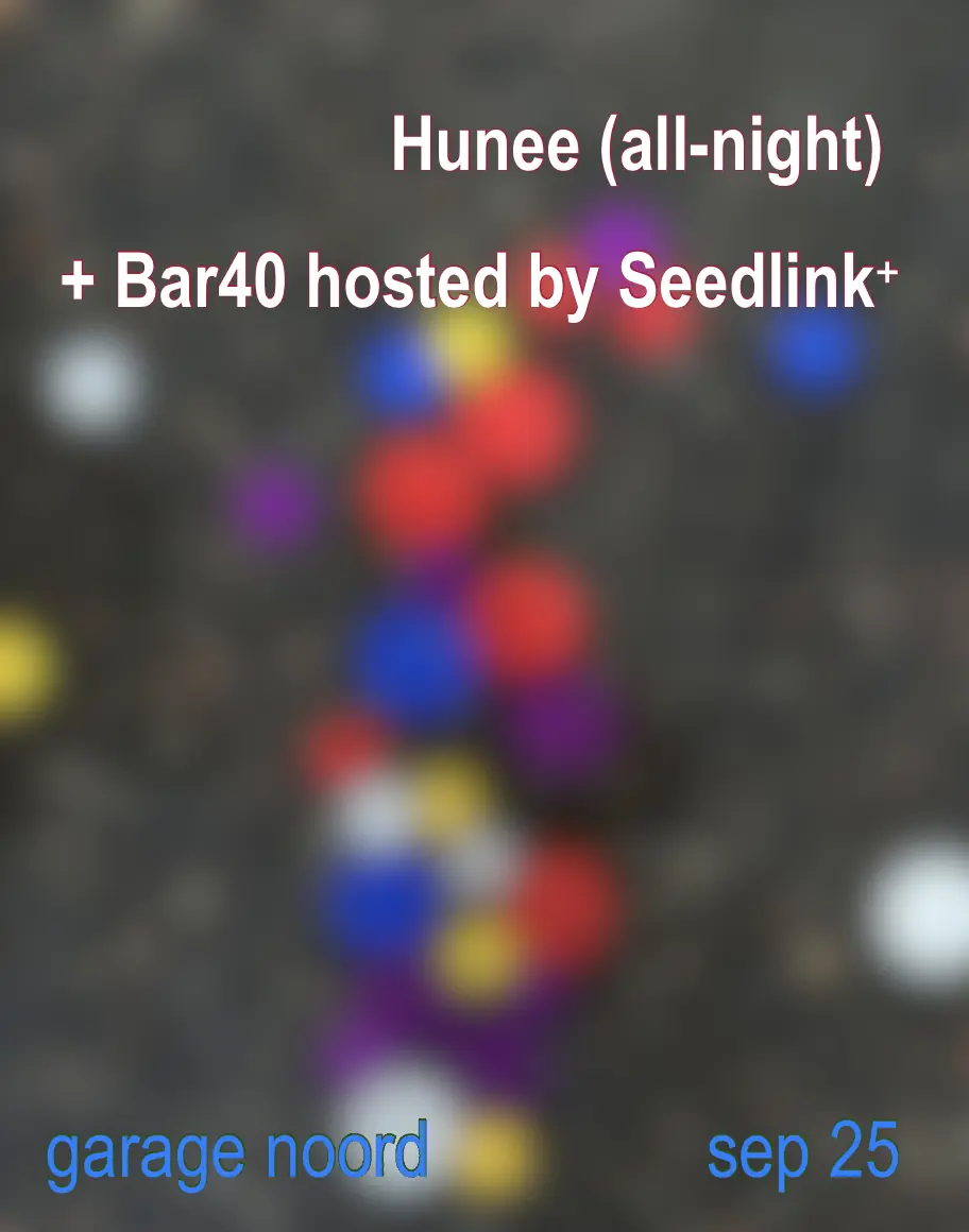 Hunee (Hunchin' all night long) Bar40 hosted by Seedlink — Garage Noord, Amsterdam