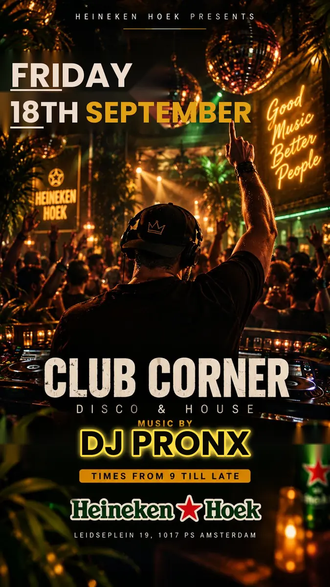 Heineken Hoek Club - Corner Friday Disco & House — Grand Café Heineken Hoek, Amsterdam
