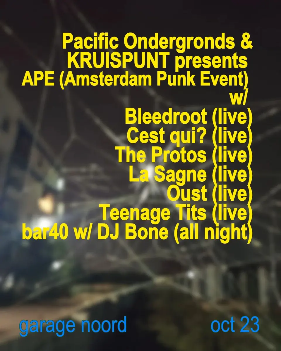 Pacific Ondergronds & KRUISPUNT präsentiert APE (Amsterdam Punk Event) — Garage Noord, Amsterdam