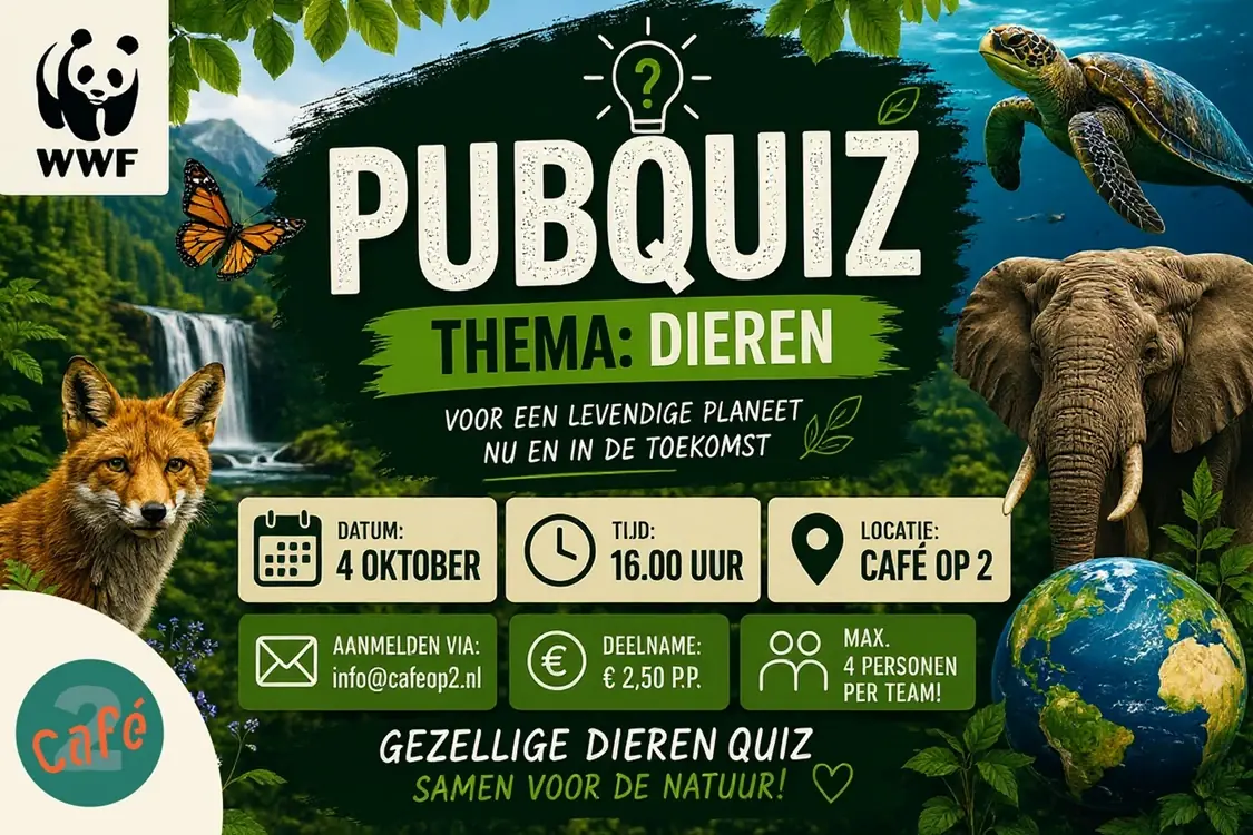 Pub Quiz Animal Day at CafΓ© op 2 β CafΓ© op 2, Almere