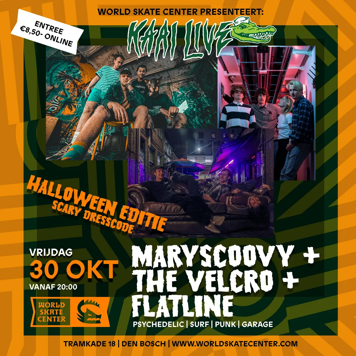 KAAI LIVE | HALLOWEEN EDITION: MARYSCOOVY + THE VELCRO + FLATLINE — WORLD SKATE CENTER, 's-Hertogenbosch