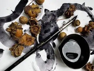 Kunst maken met inkt uit de natuur