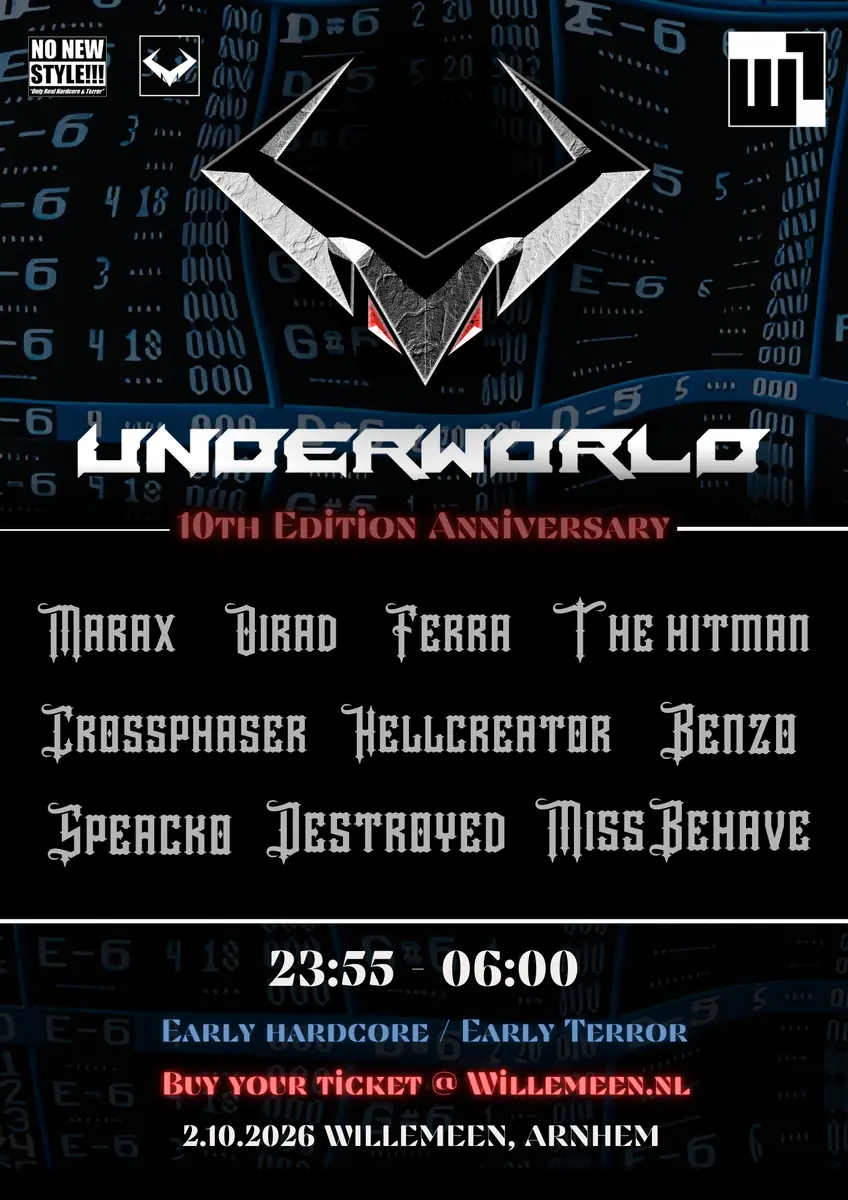 UNDERWORLD 10th Edition Anniversary — Willemeen, Arnheim