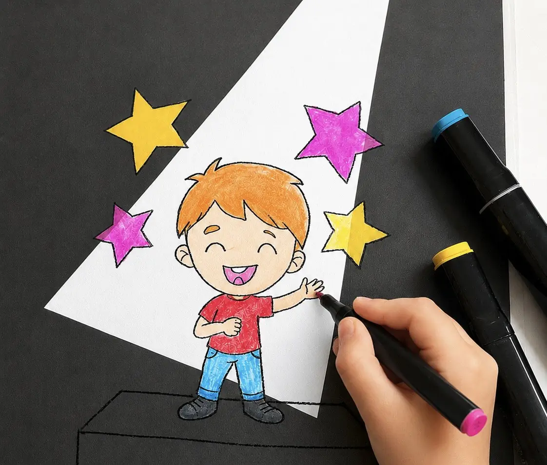 Workshop zelfportret in de spotlight — Bibliotheek Jubbega, Jubbega