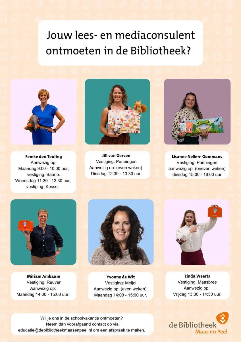 Treffen Sie Ihren Lese- und Medienberater in der Bibliothek — de Bibliotheek Panningen, Panningen