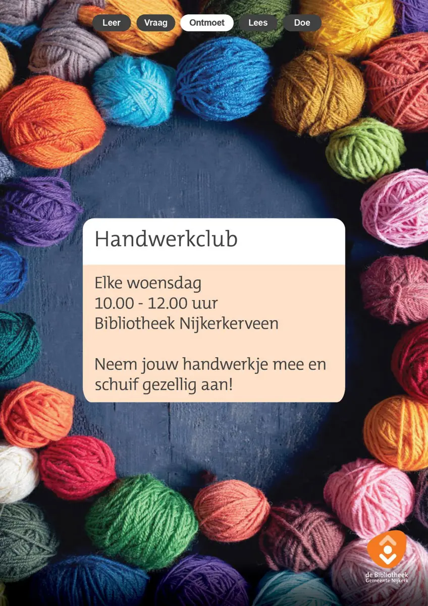 Handwerkclub — Bibliotheek Nijkerkerveen/'t Veense Hart, Nijkerkerveen