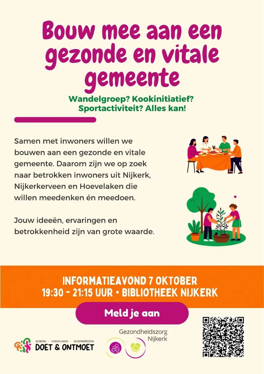 Informationsabend: Von Bürgern, für Bürger - Mitgestaltung einer gesunden Gemeinde — Bibliotheek Nijkerk, Nijkerk