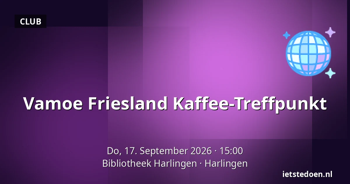 Vamoe Friesland Kaffee-Treffpunkt — Bibliotheek Harlingen, Harlingen