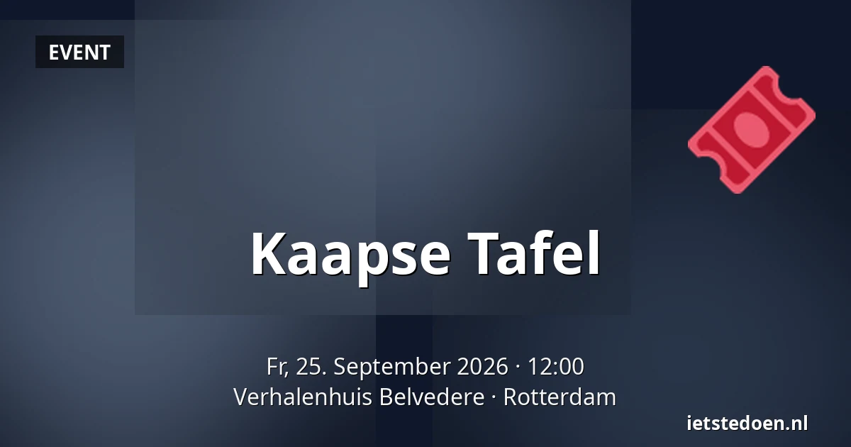 Kaapse Tafel — Verhalenhuis Belvedere, Rotterdam