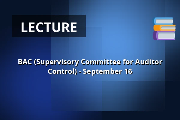 BAC (Supervisory Committee for Auditor Control) - September 16 β Gemeentehuis, raadzaal, Bergschenhoek