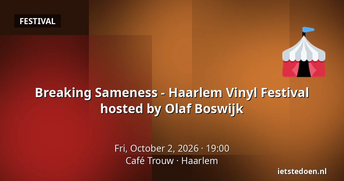 Breaking Sameness - Haarlem Vinyl Festival hosted by Olaf Boswijk — Café Trouw, Haarlem