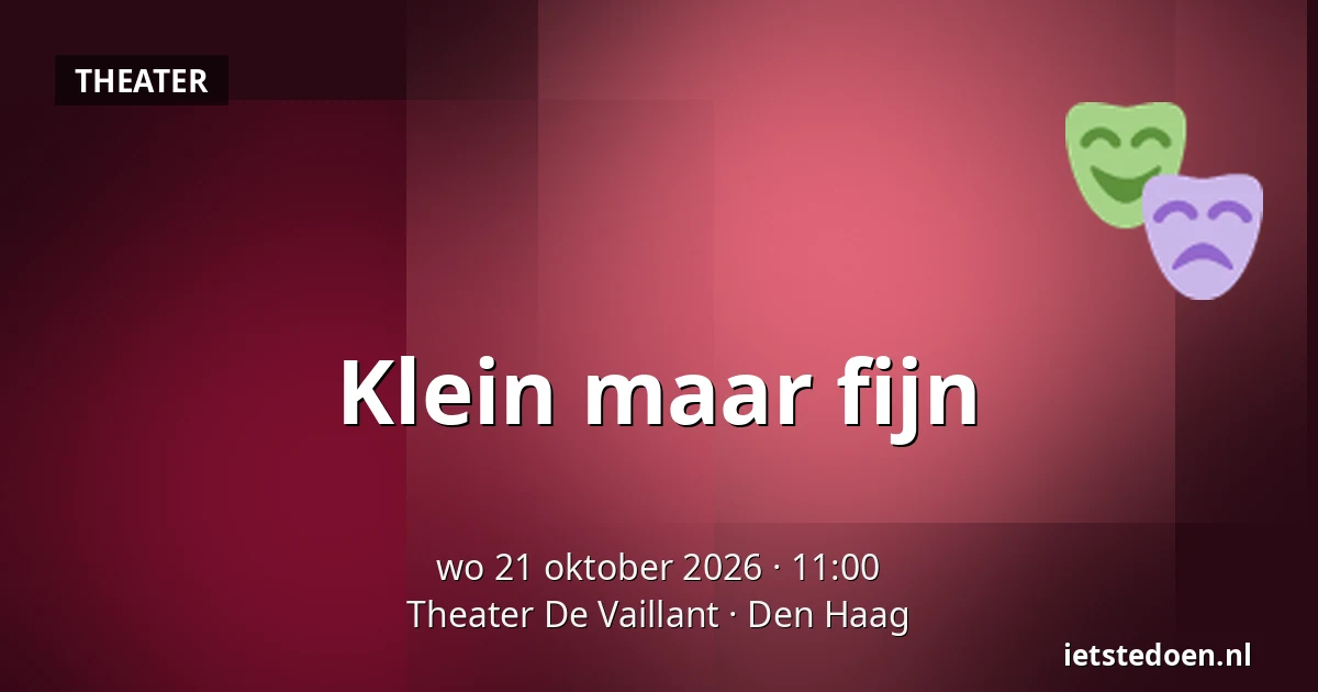 Klein maar fijn — Theater De Vaillant, Den Haag