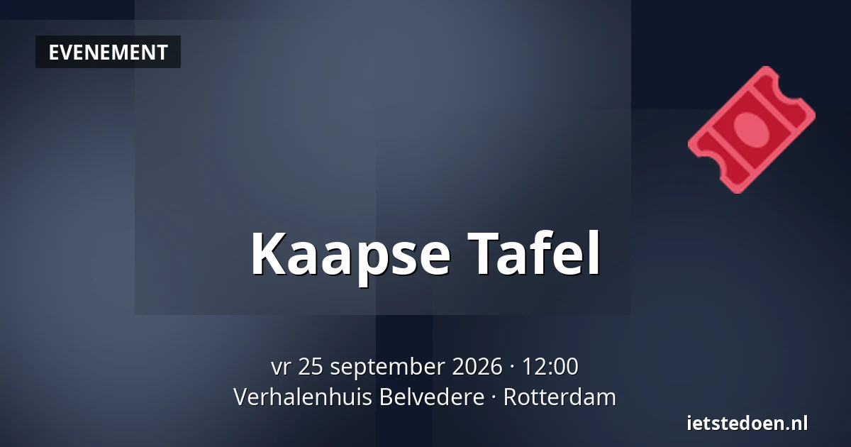 Kaapse Tafel — Verhalenhuis Belvedere, Rotterdam