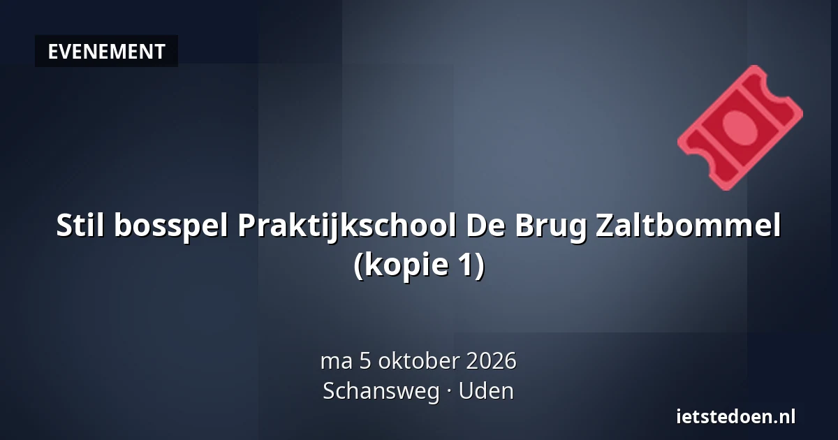 Stil bosspel Praktijkschool De Brug Zaltbommel (kopie 1) — Schansweg, Uden