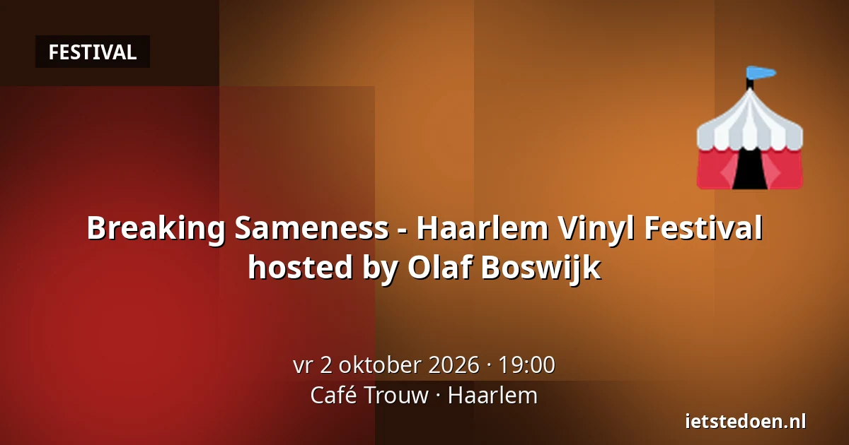 Breaking Sameness - Haarlem Vinyl Festival hosted by Olaf Boswijk — Café Trouw, Haarlem